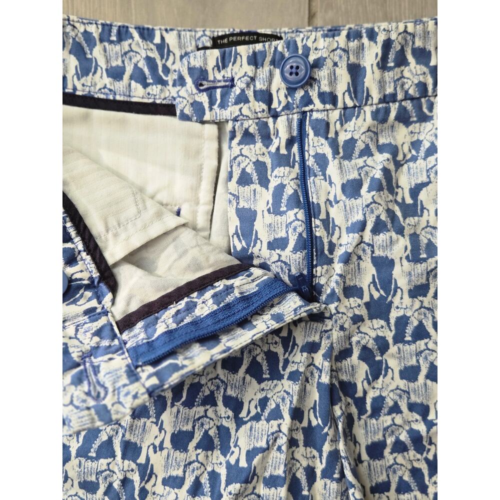 Talbots "The Perfect Short" Bermuda Cobalt Blue/White Elephant Print Size: 4 - Picture 5 of 9